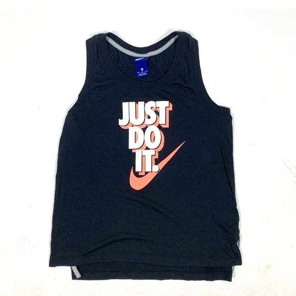 Nike Just Do It Tank Top black/ pink logo womens size Medium - Picture 1 of 4